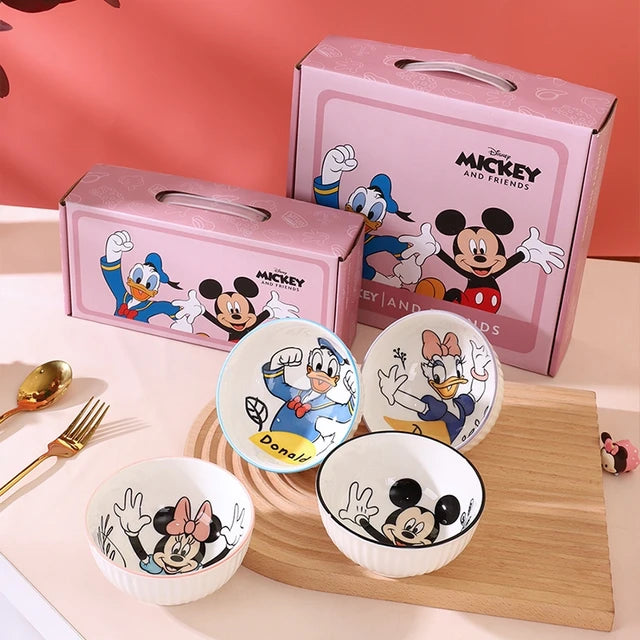 Set Of 4 Ceramic Cartoon Bowls