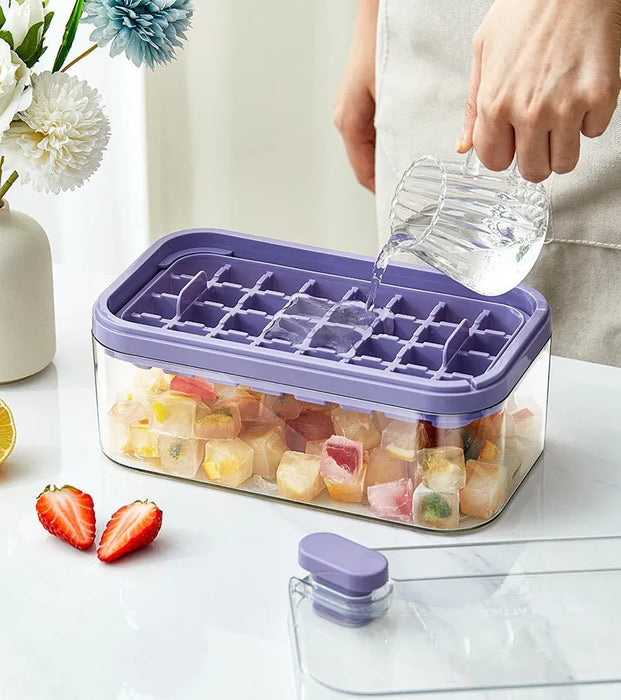 Easy Release Ice Cube Tray with Lid and Bin