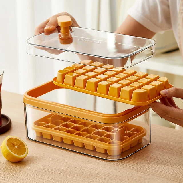 Easy Release Ice Cube Tray with Lid and Bin