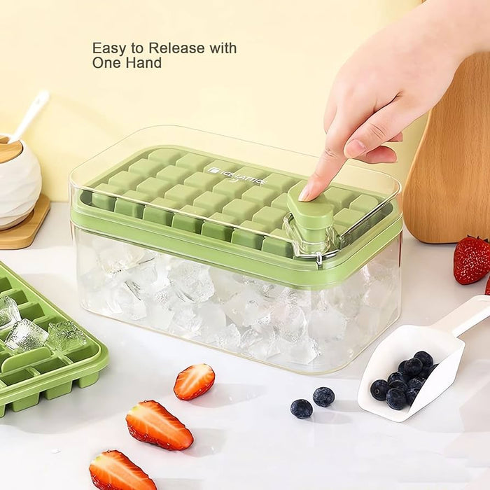 Easy Release Ice Cube Tray with Lid and Bin