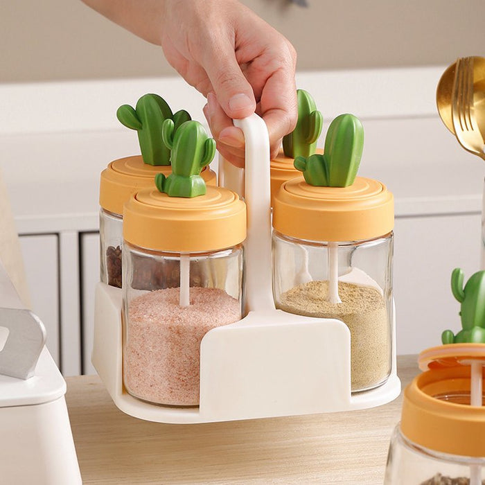 Cactus Spice Jars Set with Base