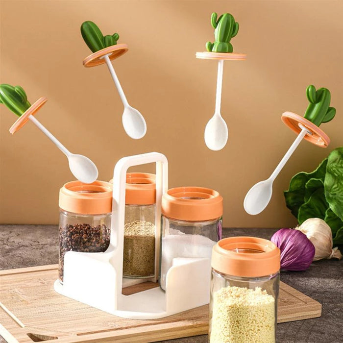 Cactus Spice Jars Set with Base