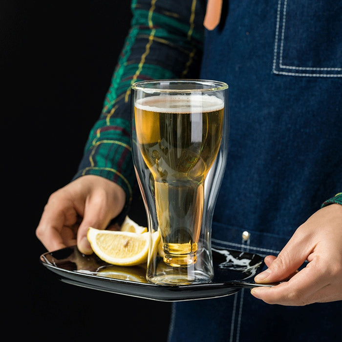 Double-Walled Beer Bottle Shaped Glass Cup