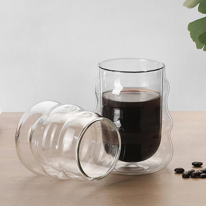 Wavy  Double wall glass Cup