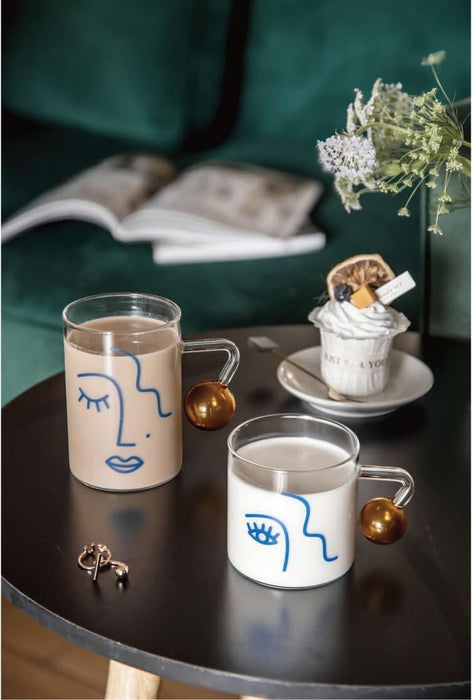 Abstract Face Glass Mug